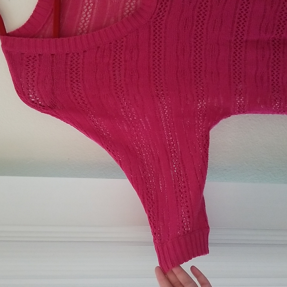 Euc torrid pink crochet knit sweater top. Size 0x large - Picture 3 of 6